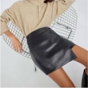 Babaton Vicinity Black Vegan Leather Mini Skirt
